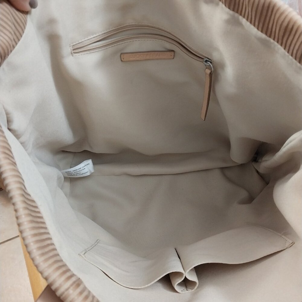 3357 Large Lucky Brand Leather and Corduroy Tote Bag. - Picture 6 of 9